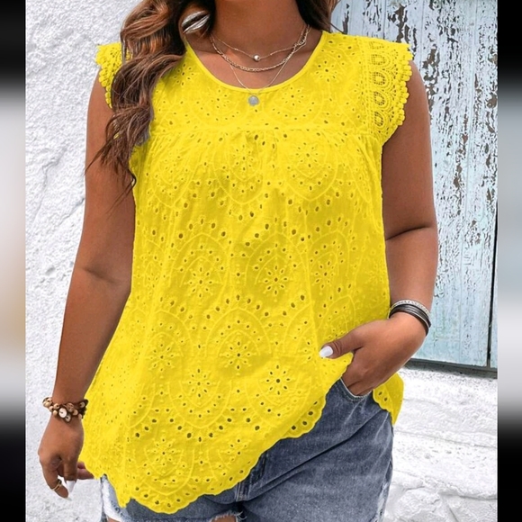 Boho Plus Size Sheer Eyelet Embroidery Lace Top Blouse Shirt White - Picture 7 of 12